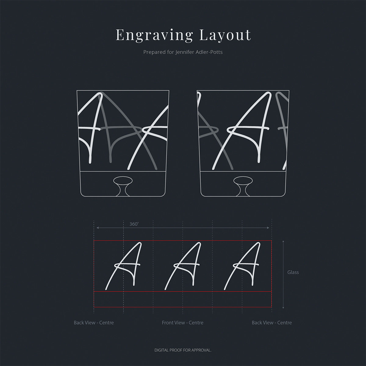 BLOG__Engraving layout design with geometric shapes and measurements on a dark background