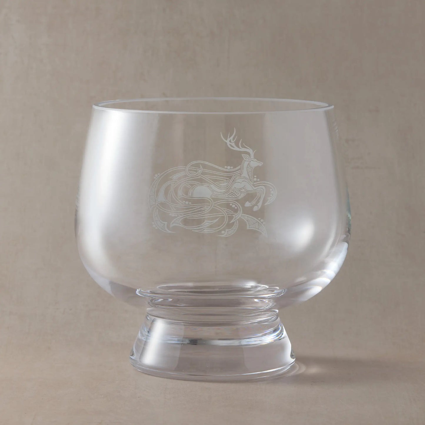 Engraved presentation bowl featuring a finely detailed stag design.
