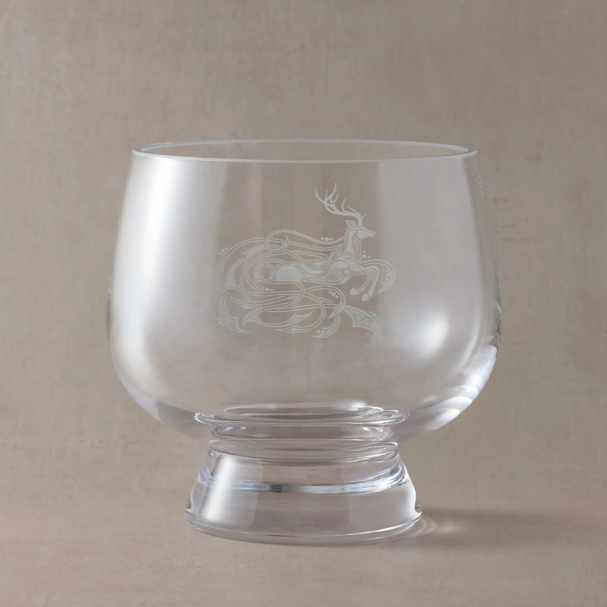 Engraved presentation bowl featuring a finely detailed stag design.