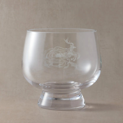 Engraved presentation bowl featuring a finely detailed stag design.