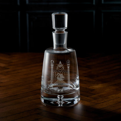 Engraved handmade spirit decanter with Masonic lodge crest