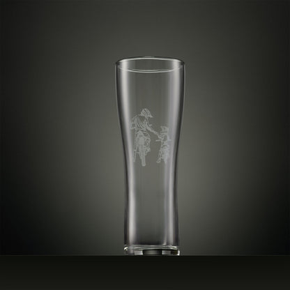 Engraved pint glass with two motocross riders
