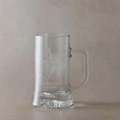 Engraved tankard with Old Man of Storr and Isle of Skye design, handle on right side of engraving,