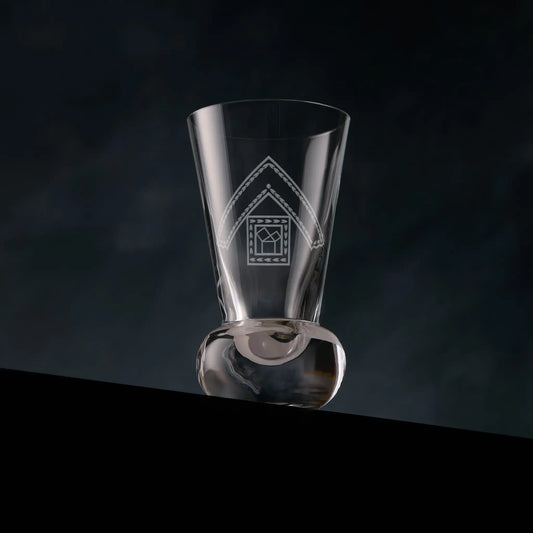 Masonic firing glass with Past Master collar jewel – English Constitution engraving
