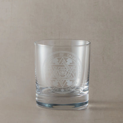Engraved whisky glass with Irish Constitution Royal Arch Breast Jewel