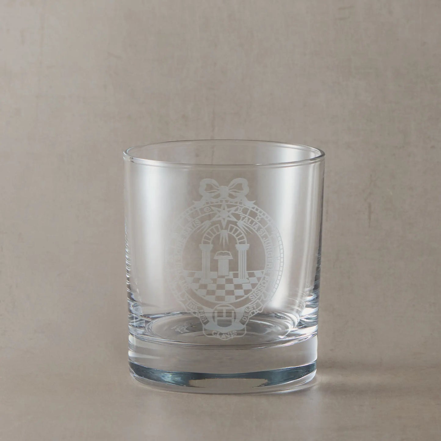 Engraved whisky glass with Masonic Royal Arch jewel (Scottish Constitution)