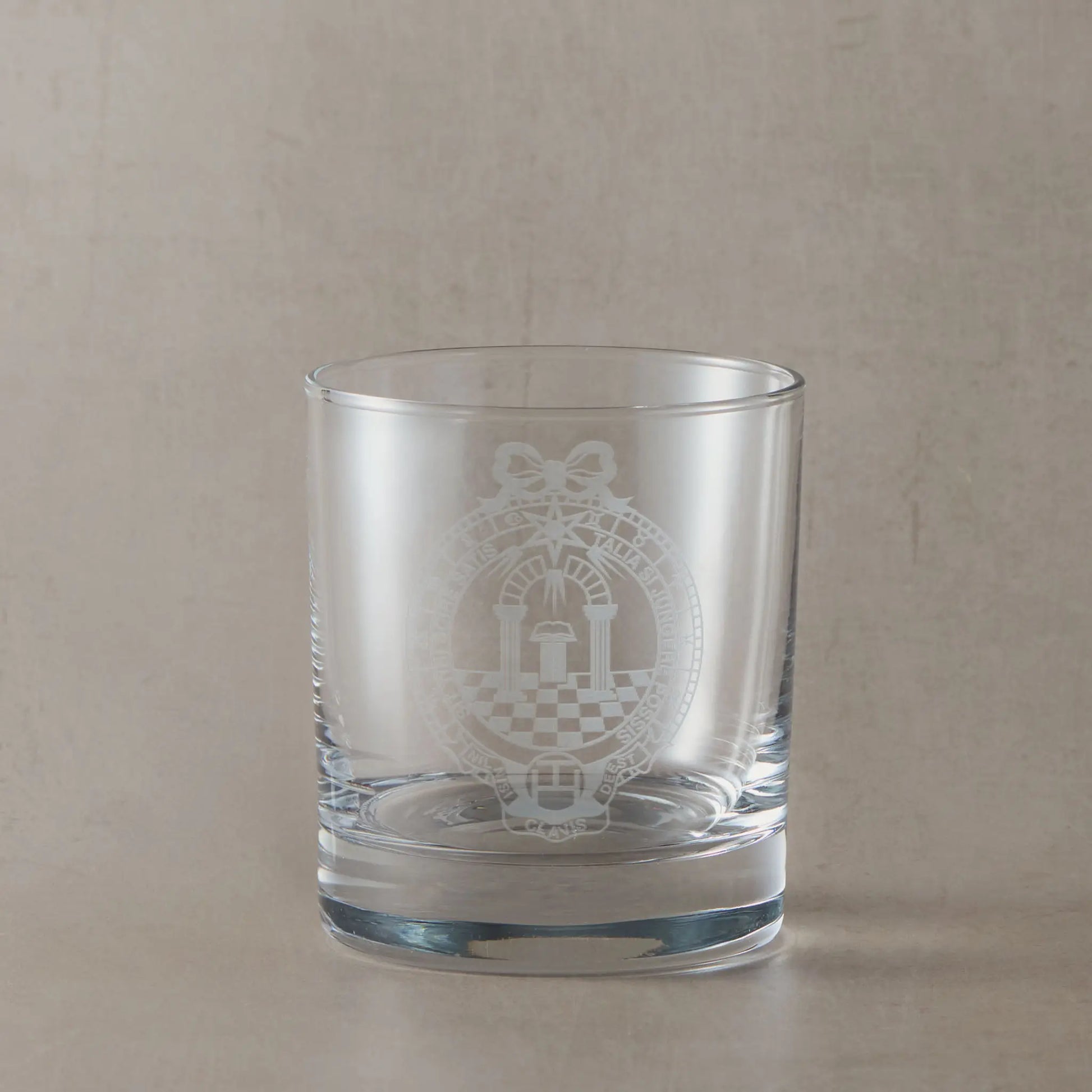 Engraved whisky glass with Masonic Royal Arch jewel (Scottish Constitution)