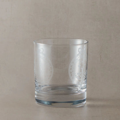 Engraved whisky glass with Masonic Royal Arch jewel (Scottish Constitution), obverse an reverse view