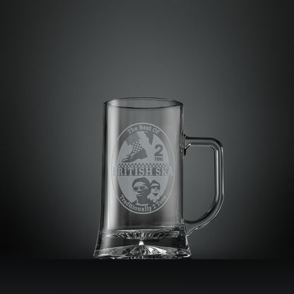 Engraved tankard with ska 2 tone dancing shoes and checkerboard socks design