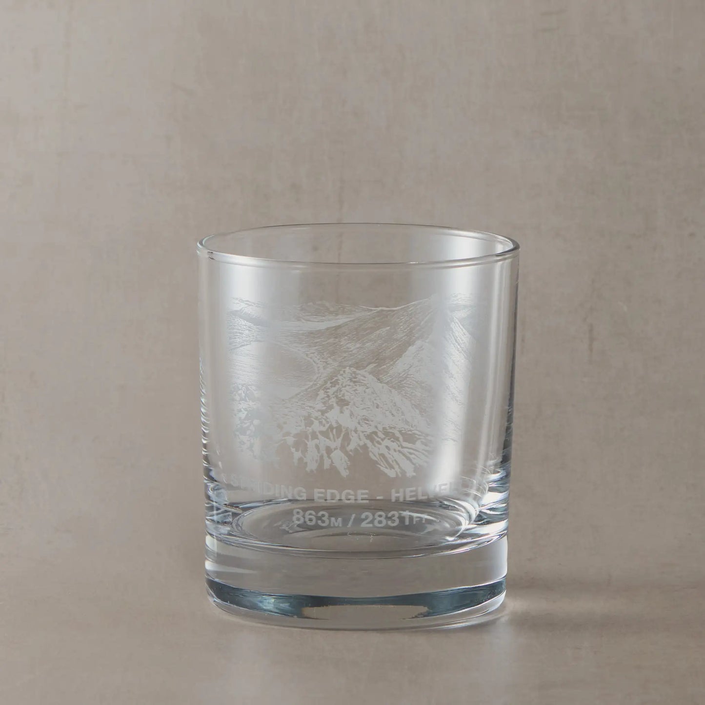 Whisky glass engraved with Helvellyn’s Striding Edge, Lake District