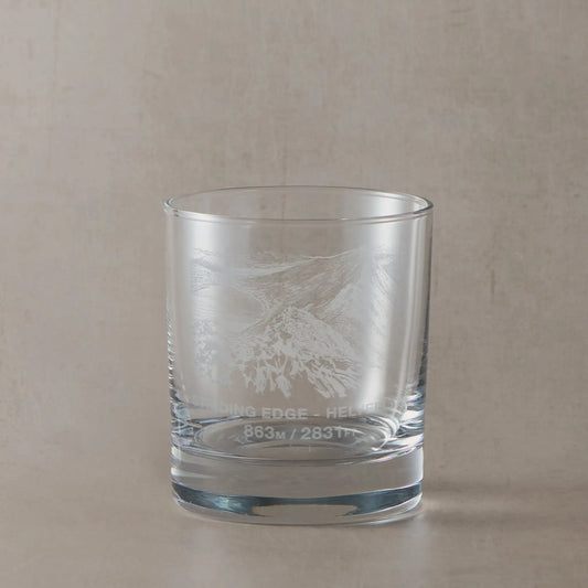 Whisky glass engraved with Helvellyn’s Striding Edge, Lake District