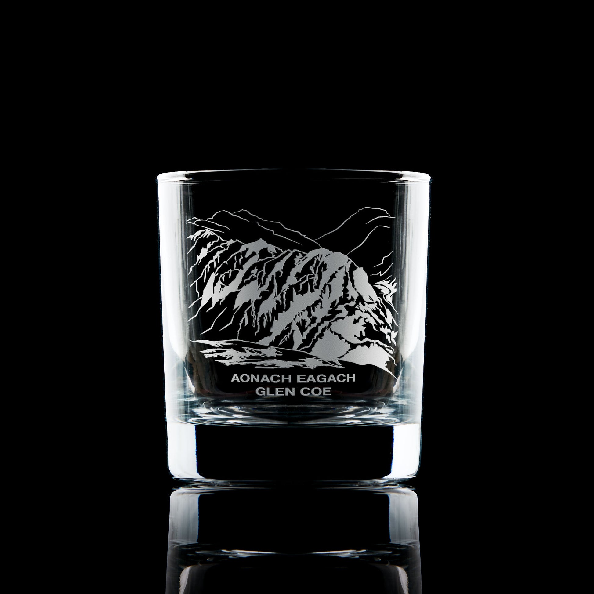 Glen Coe Aonach Eagach Ridge engraved Whisky Glass