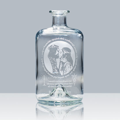 lord of the rings decanter bottle engraved with arwen and aragorn