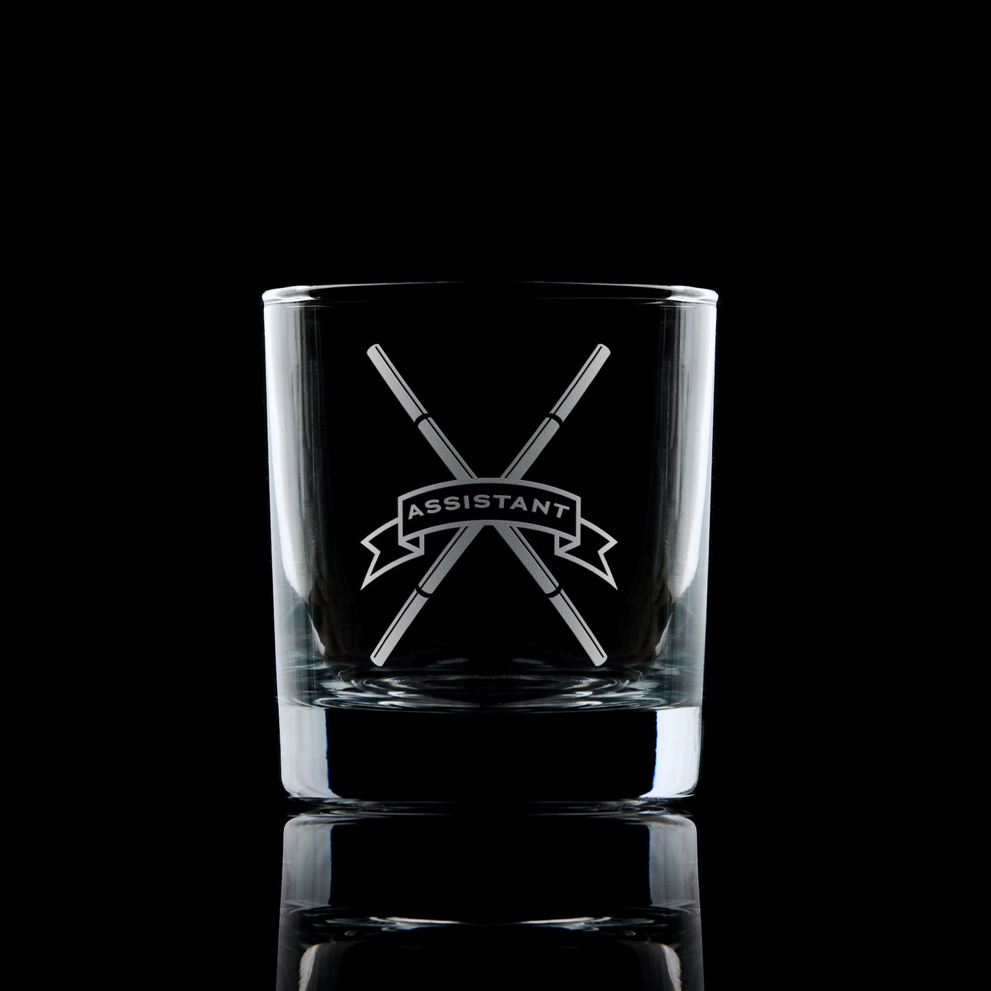 Assistant Director of Ceremonies whisky glass with English Constitution jewel, on black background