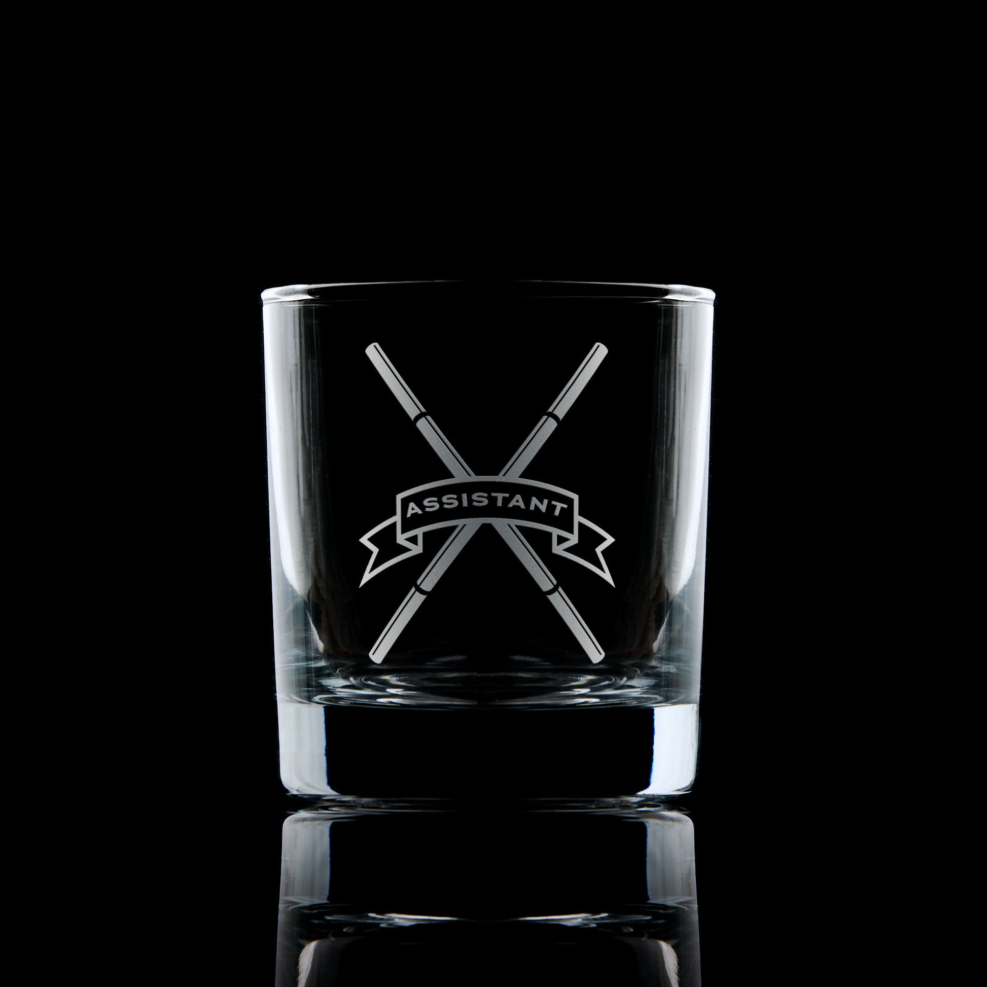 Assistant Director of Ceremonies whisky glass with English Constitution jewel, on black background