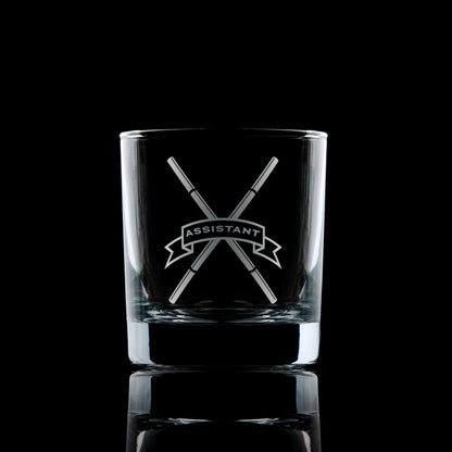 Assistant Director of Ceremonies whisky glass with English Constitution jewel, on black background