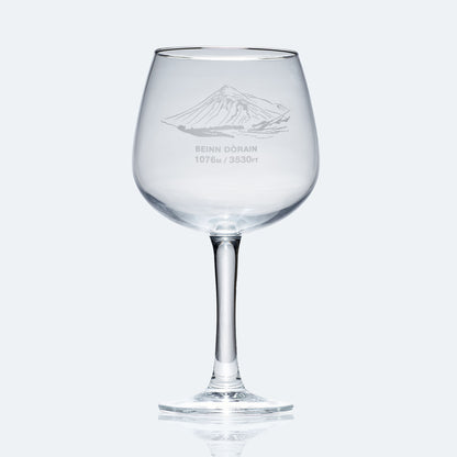 engraved gin glass etched with mountain Beinn Dorain, scottish monro