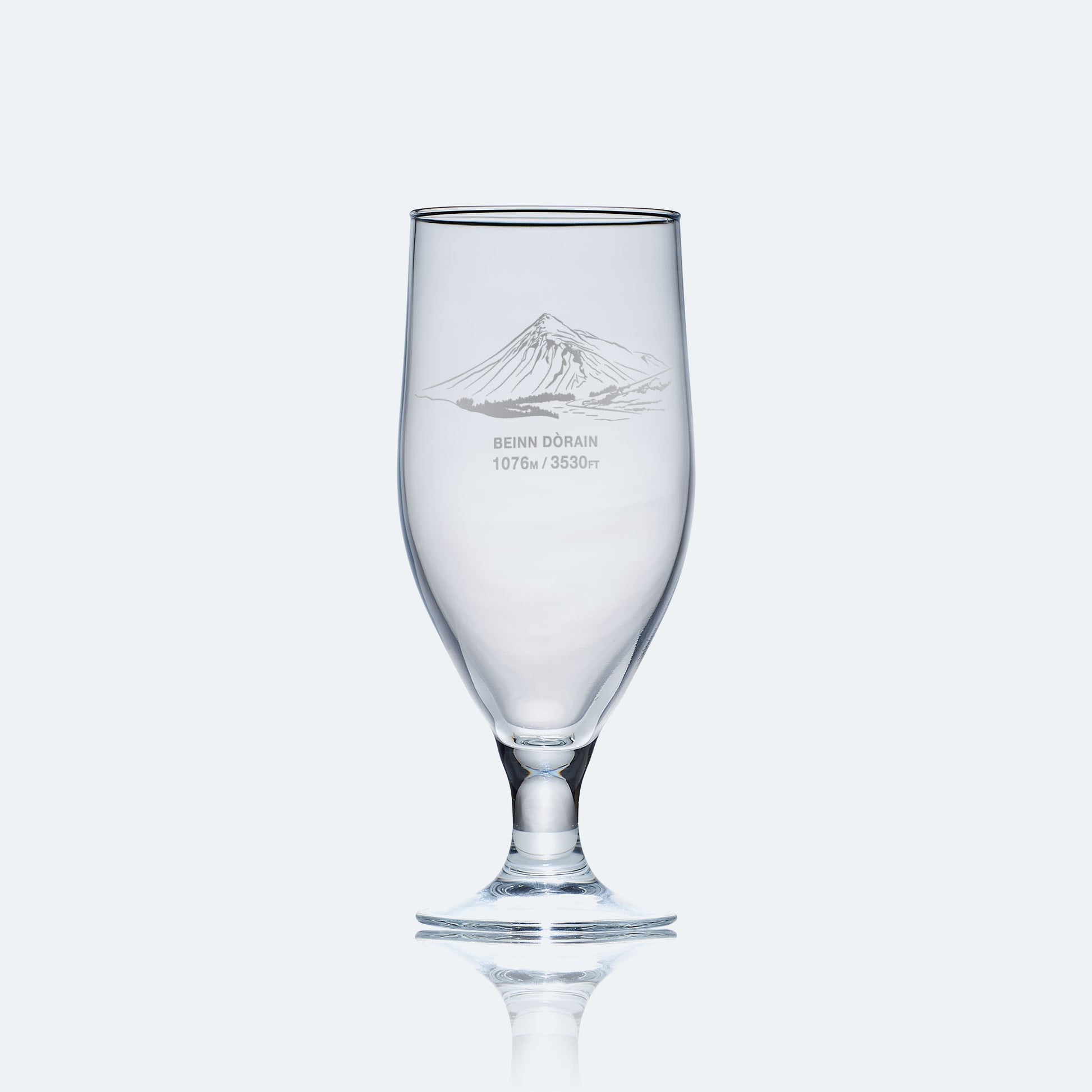 engraved cider glassetched with mountain Beinn Dorain, scottish monro