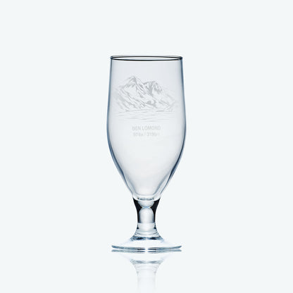 Stemmed beer glass engraved with the scottish mountan Ben Lomond