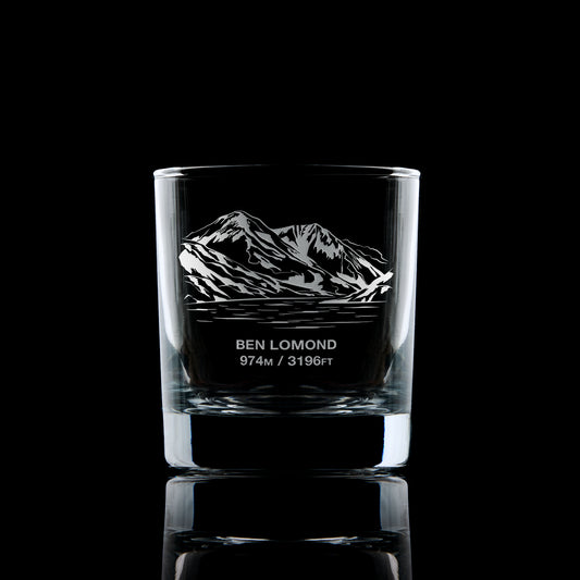 whisky glass engraved with the Scottish Monro Ben Lomond