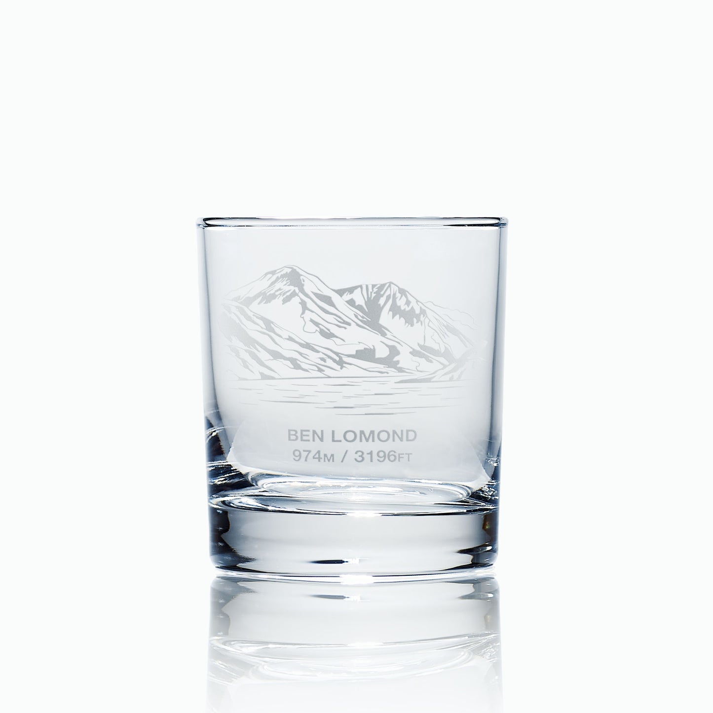 whisky glass engraved with the Scottish Monro Ben Lomond