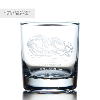 Personalised whisky glass engraved with Scottish Munro Ben Lomond