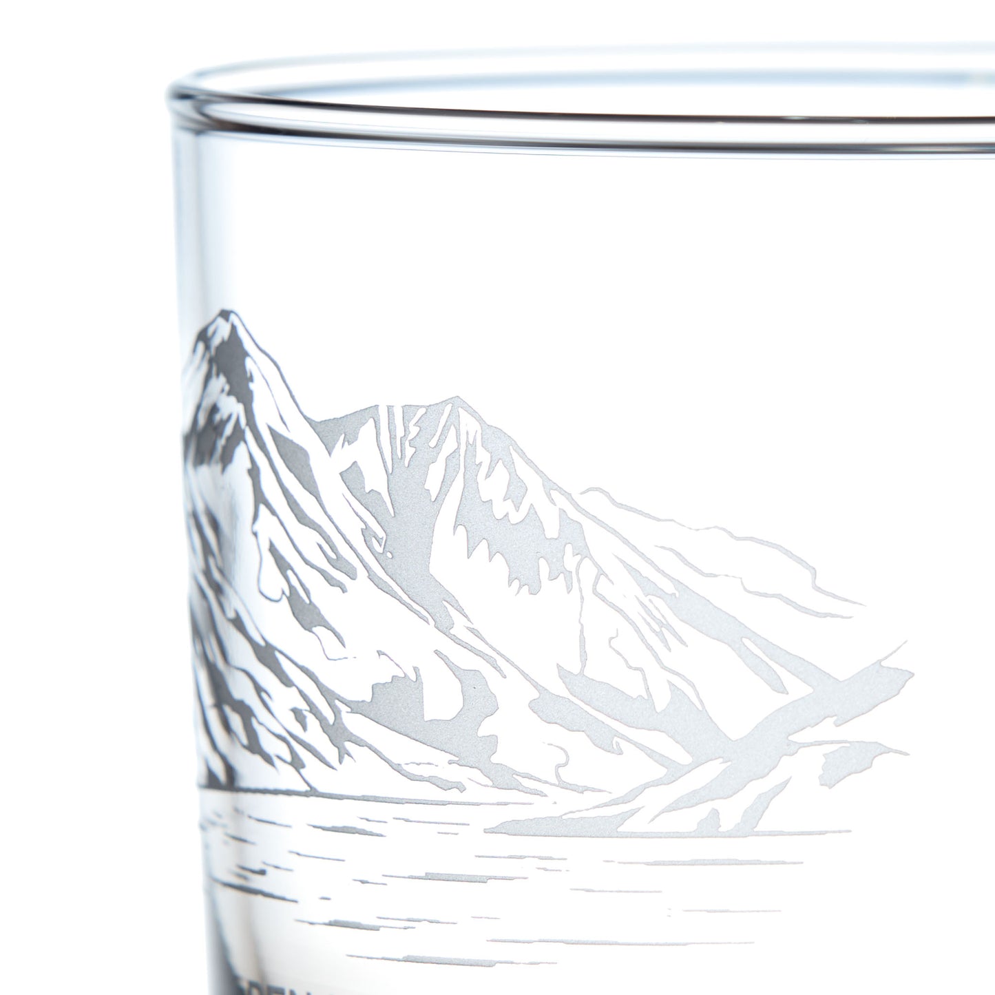 Close-up engraving detail of Ben Lomond on a whisky glass