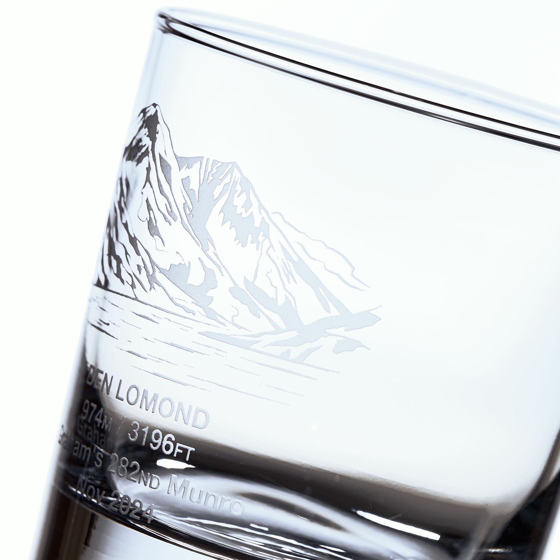 whisky glass engraved with the Scottish Monro Ben Lomond