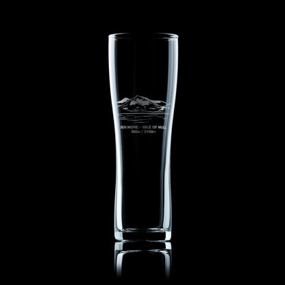 mountain pint glass engraved with Scottish Mountain Ben More on the Isle of Mull