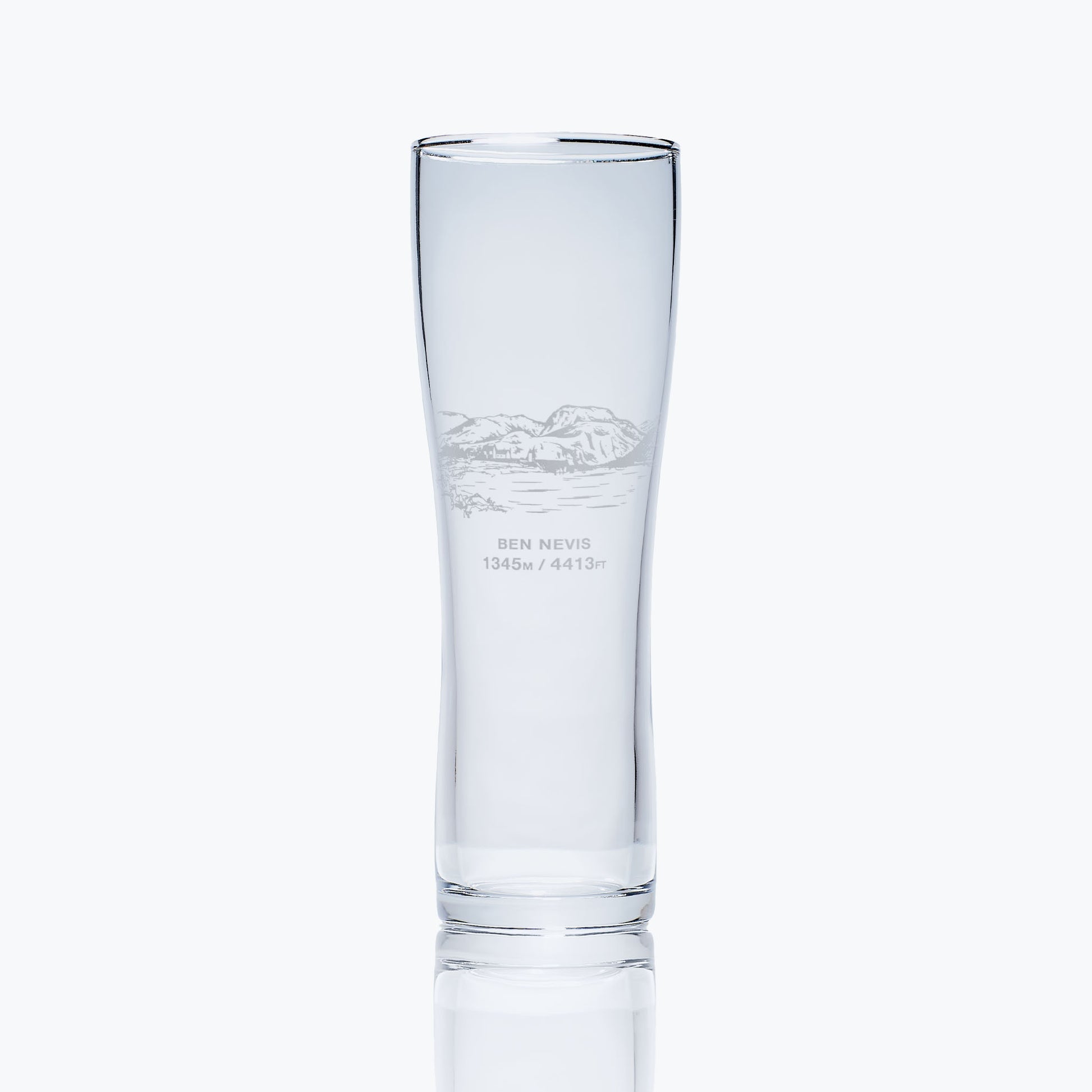 pint glass engraved with mountain Ben nevis