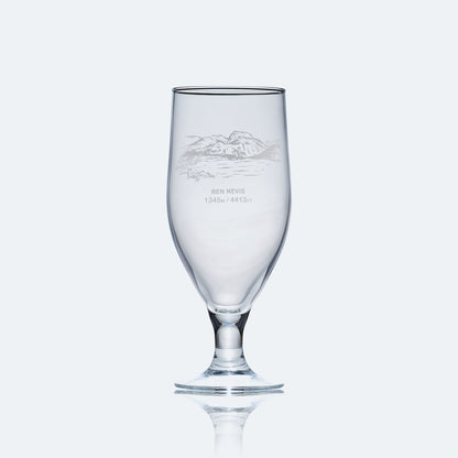 chalice style beer glass engraved with mountain Ben nevis