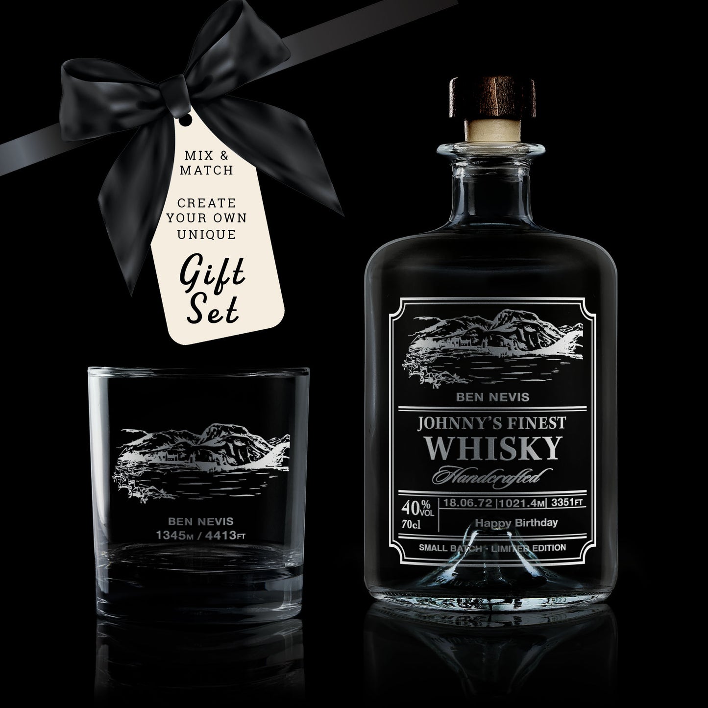 ben nevis engraved whisky decanter gift set