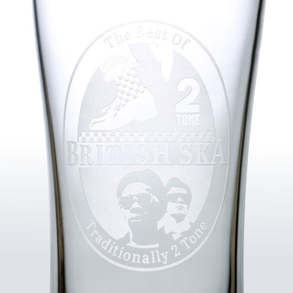 engraving detail of british ska pint glass