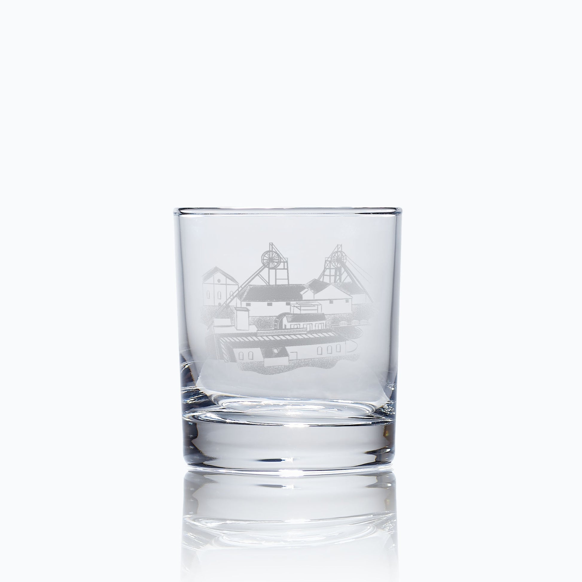 coal mine colliery engraved whisky glass