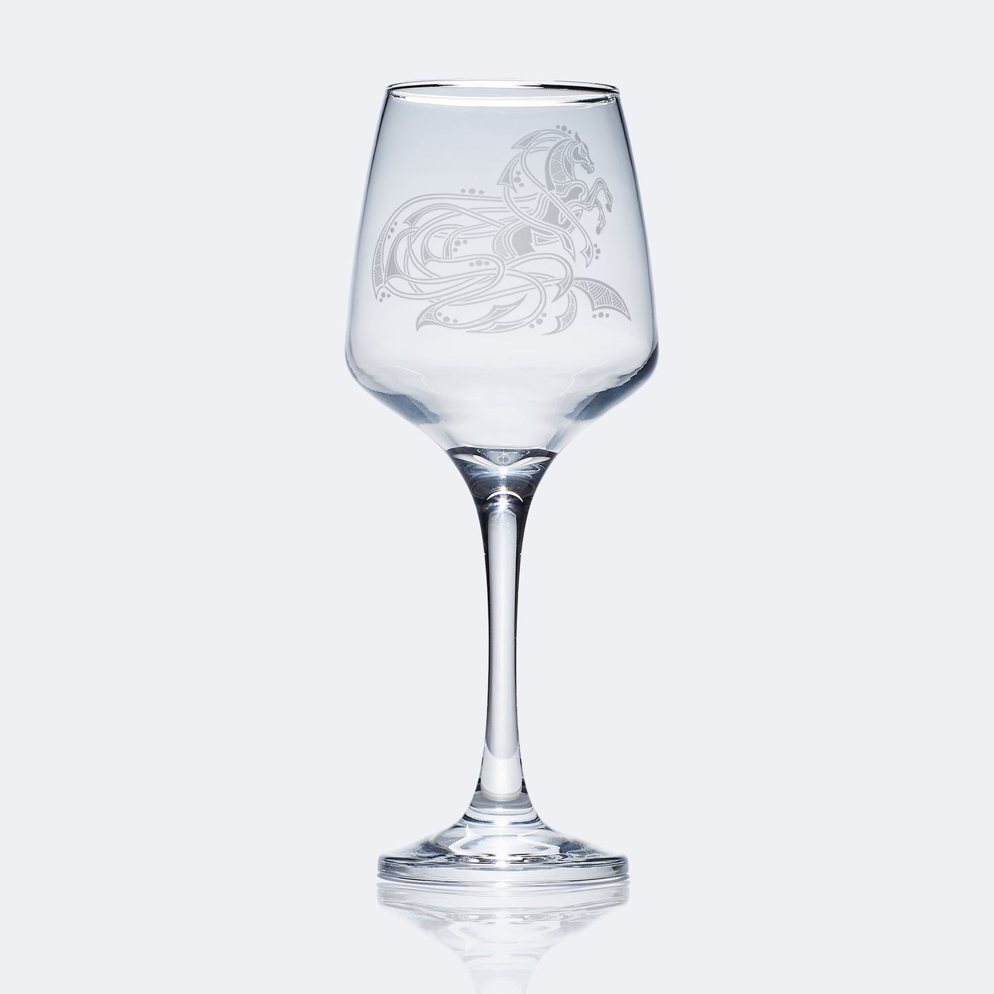 stemmed wine glass engraved kelpie water horse