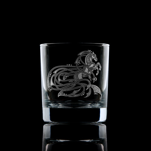 Celtic Horse Engraved Whisky Glass
