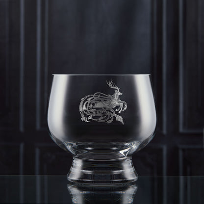 Celtic presentation bowl engraved with a highland stag and anamorphic design