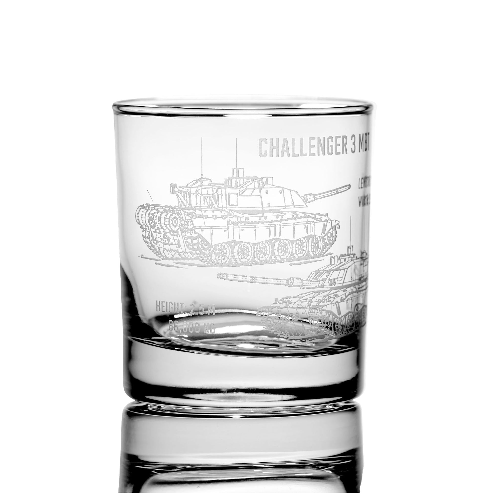 Challenger 3 Battle Tanks engraved whisky glass 