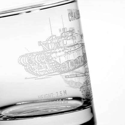 Challenger main battle tank engraved whisky glass 