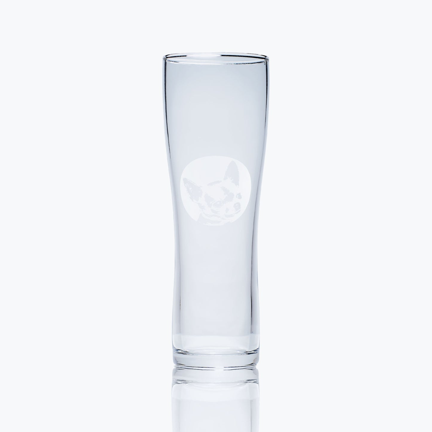 pet dog pint glass engraved  with a chihuahua portrait