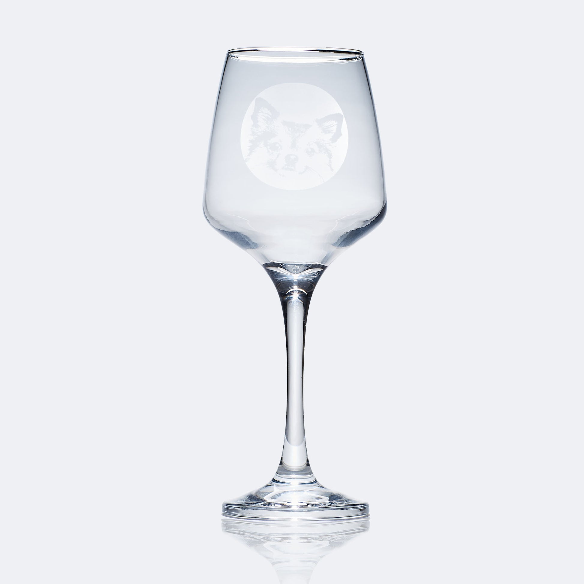 pet dog stemmed wine glass engraved with a chihuahua portrait