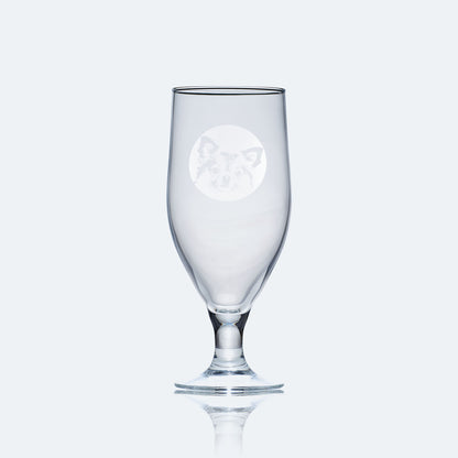 chalice style beer glass engraved with a portrait of a chihuahua dog