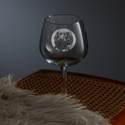 etched balloon gin glass engraved with a portrait of a cocker spaniel dog