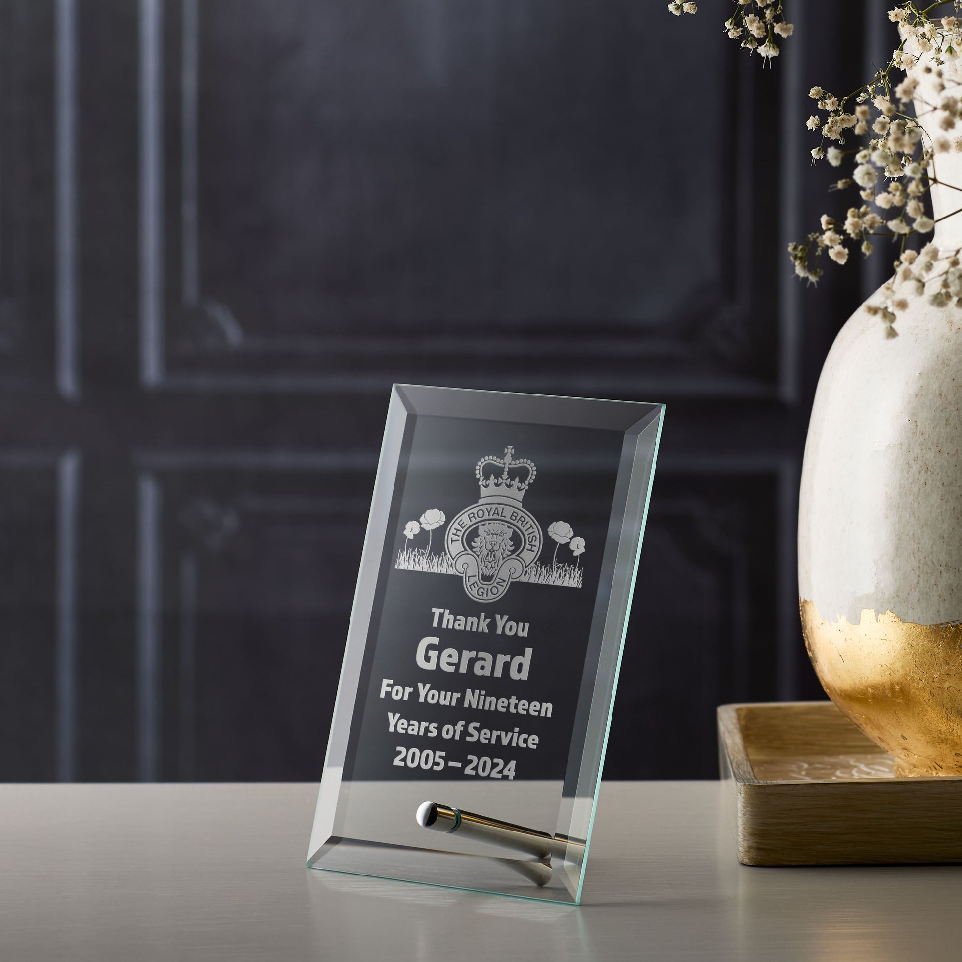 Fully customisable branded engraved display plaque for corporate events