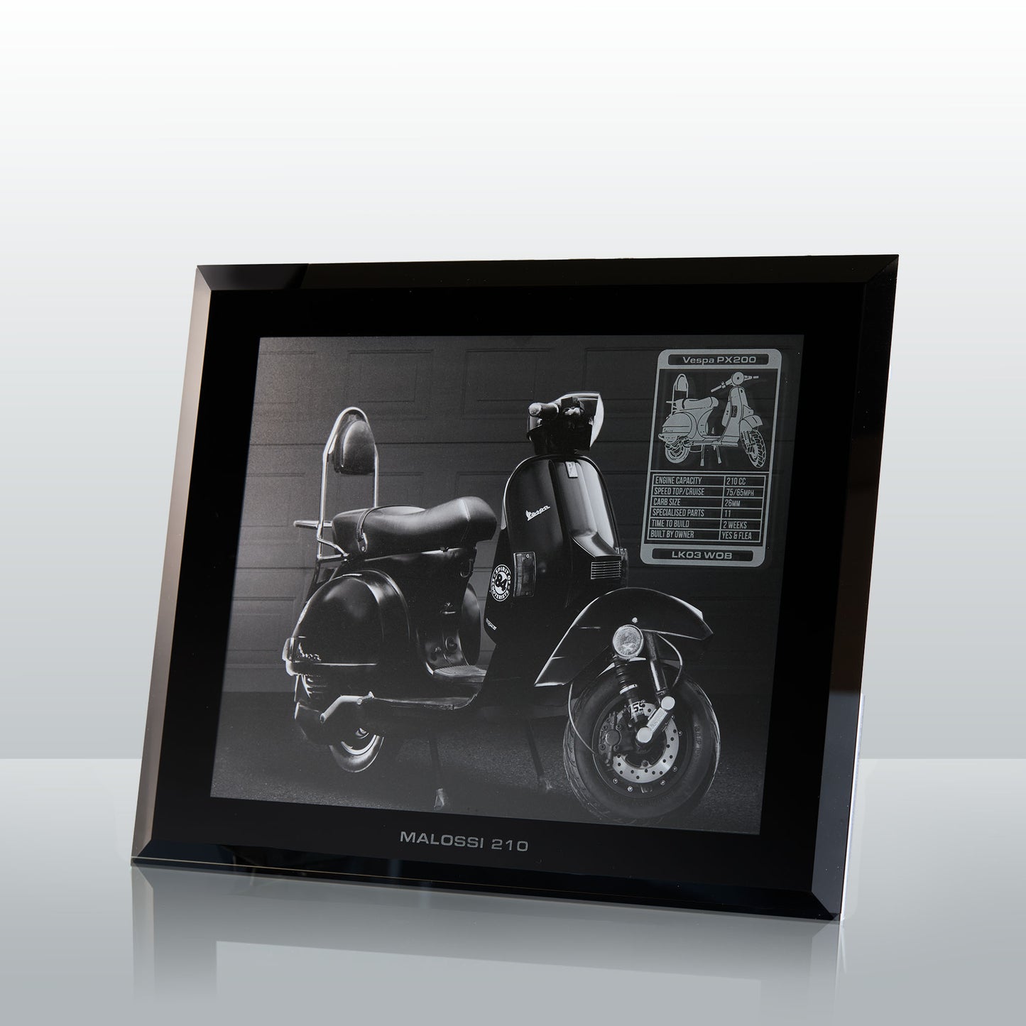 Custom Scooter Photo Frame with Engraved Glass