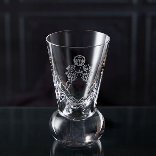Crystal firing glass engraved with Scottish Constitution depute master collar jewel Scottish Constitution and thistle design