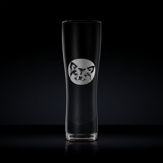 pet dog pint glass engraved  with a chihuahua portrait