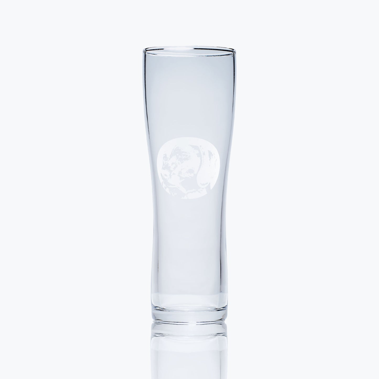 pet dog pint glass engraved with a weimeramer portrait