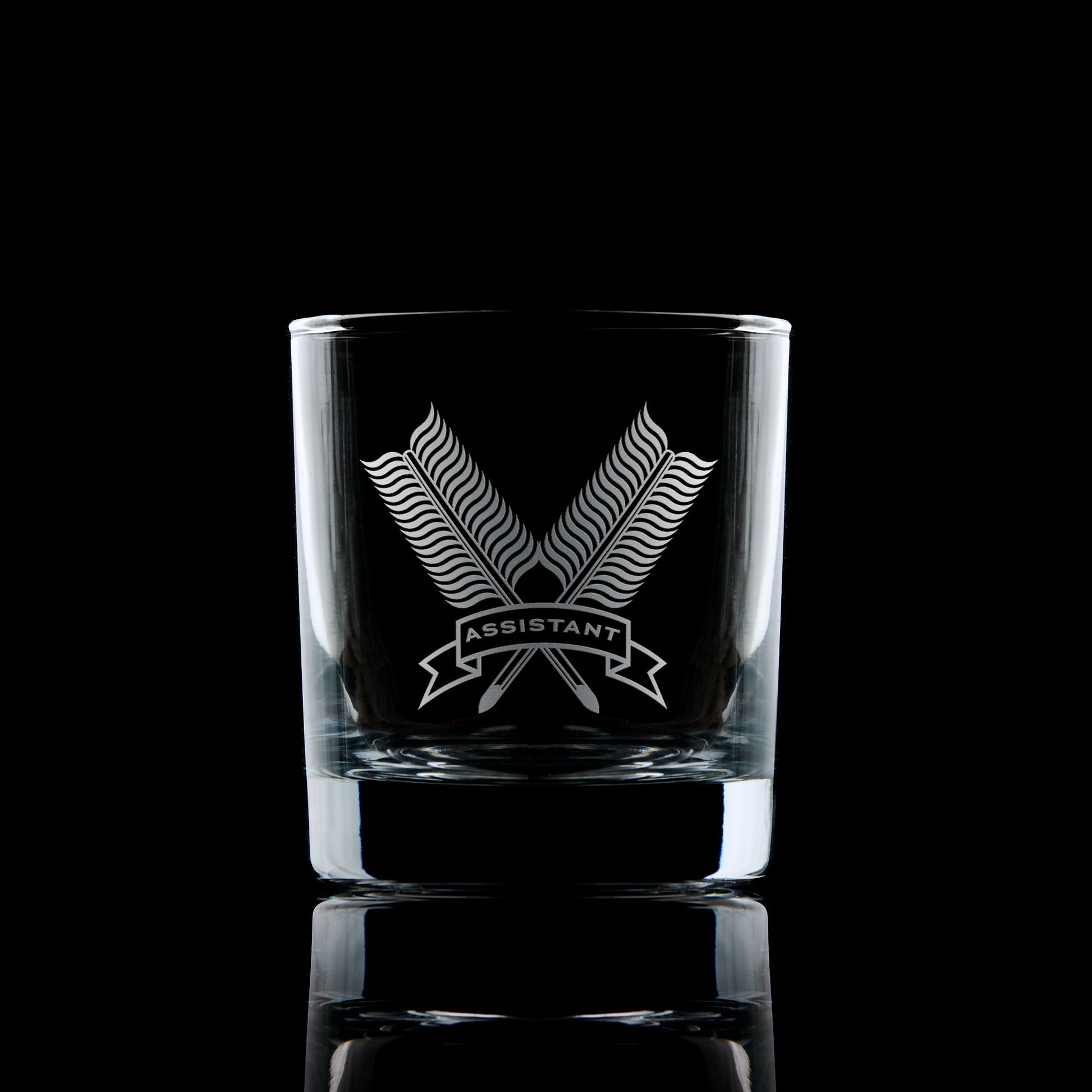 whisky tumbler engraved with assistant secretary masonic collar jewel