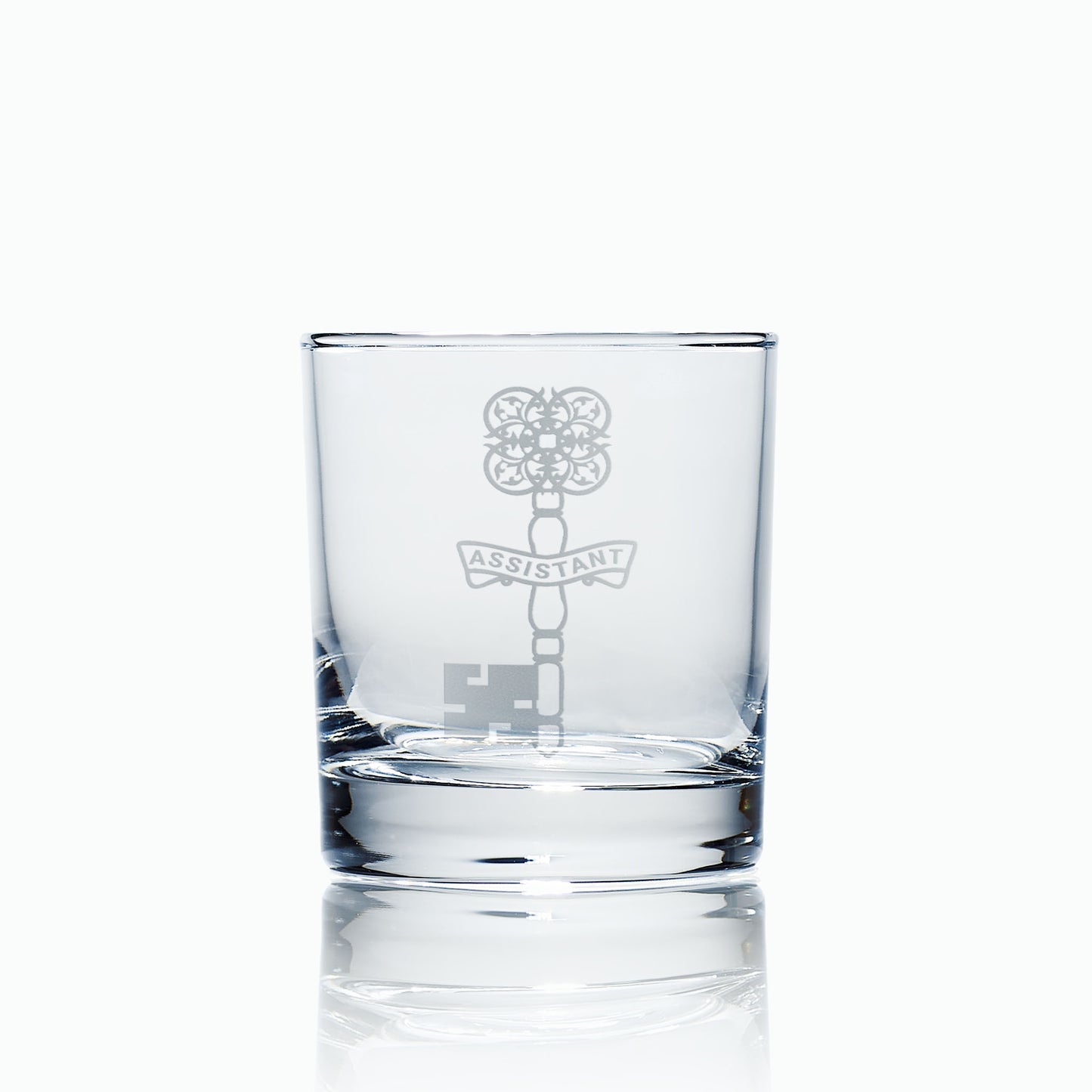 masonic whisky glass engraved with a english freemansory craft officers assistant treasurer's collar jewel